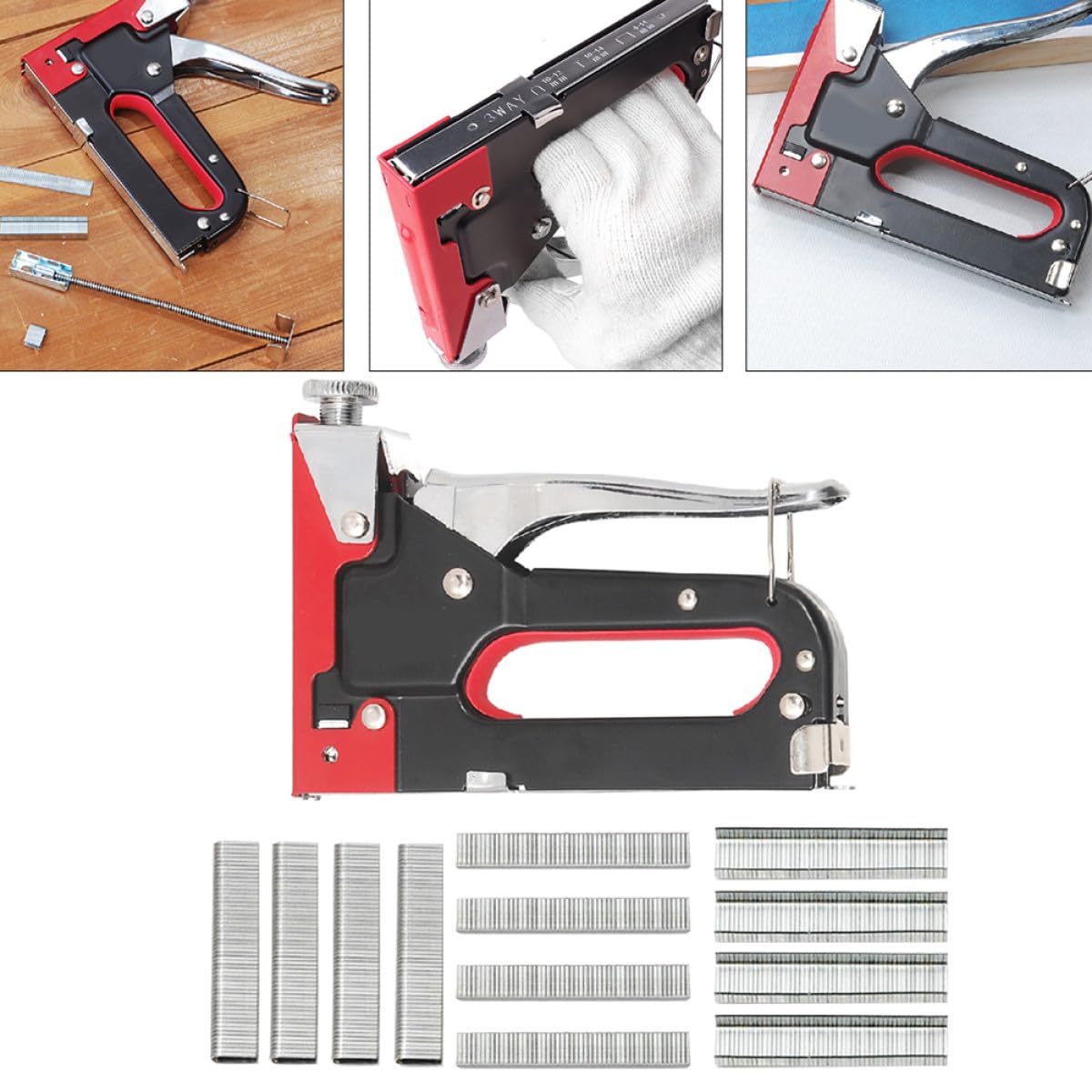 Hemobllo Sparachiodi Manuale Pesante 3 in 1 in Metallo, Strumento per Graffette, Impugnatura Ergonomica Ricurva, per Tappezzeria e Lavori di Fissaggio