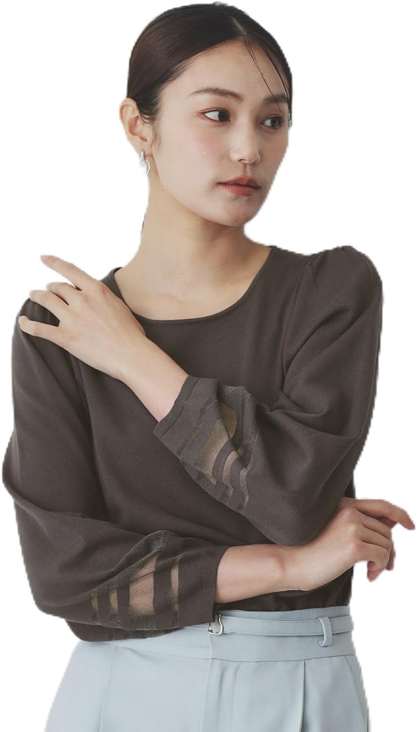 Amazon | [インデックス] ニット/セーター シアーラインパフスリーブ