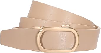 SUOSDEY Women Leather Ratchet Belt for Jeans Pants with Gold Automatic Sliding Buckle,Ladies Dress Belt,Width 1.2"