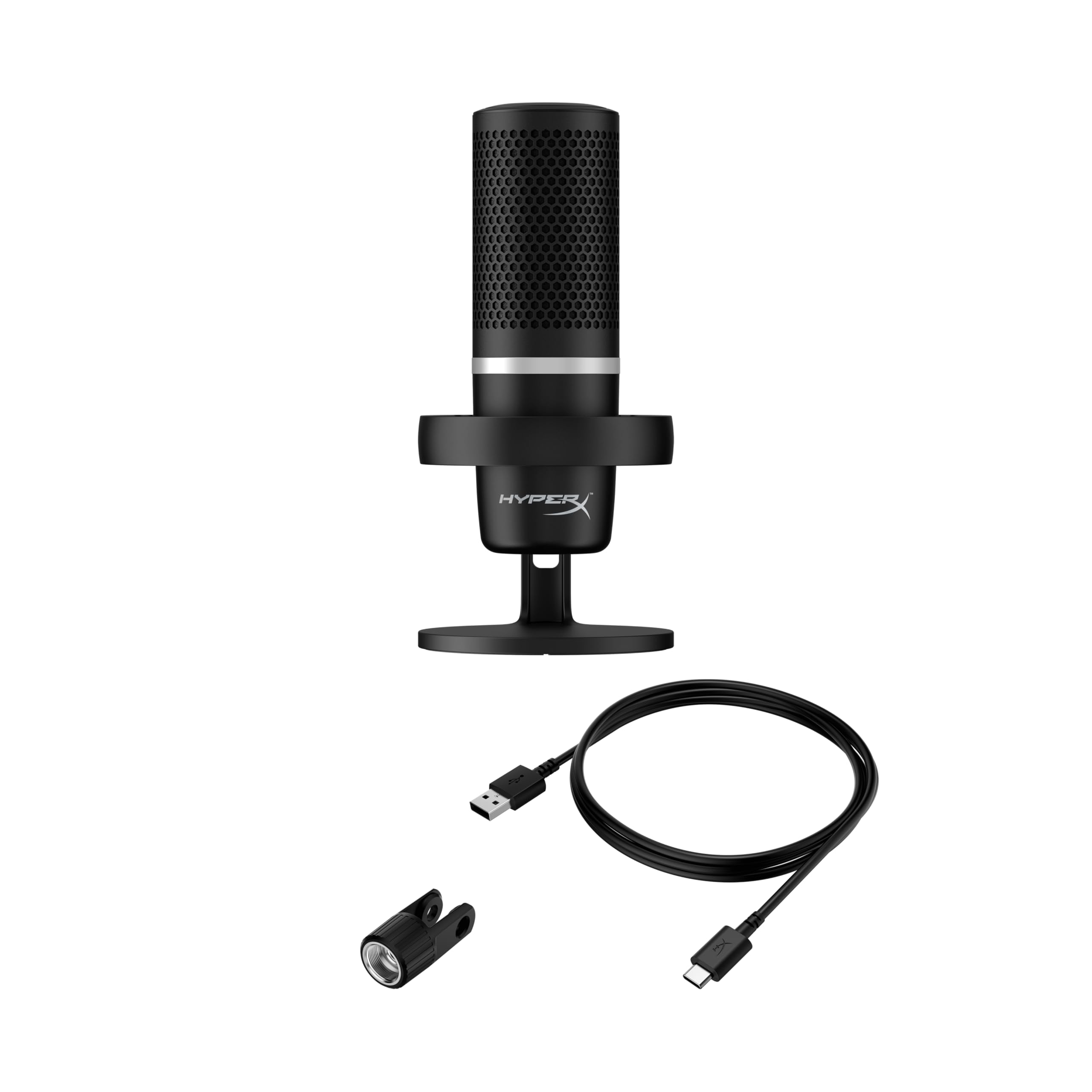 HyperX DuoCast - USB-Kondensatormikrofon - RGB-Beleuchtung, Integrierter Pop-Filter, Flache Mikrofonspinne, Verstärkungssteuerung, PC/PS5/PS4/Mac-kompatibel, Schwarz
