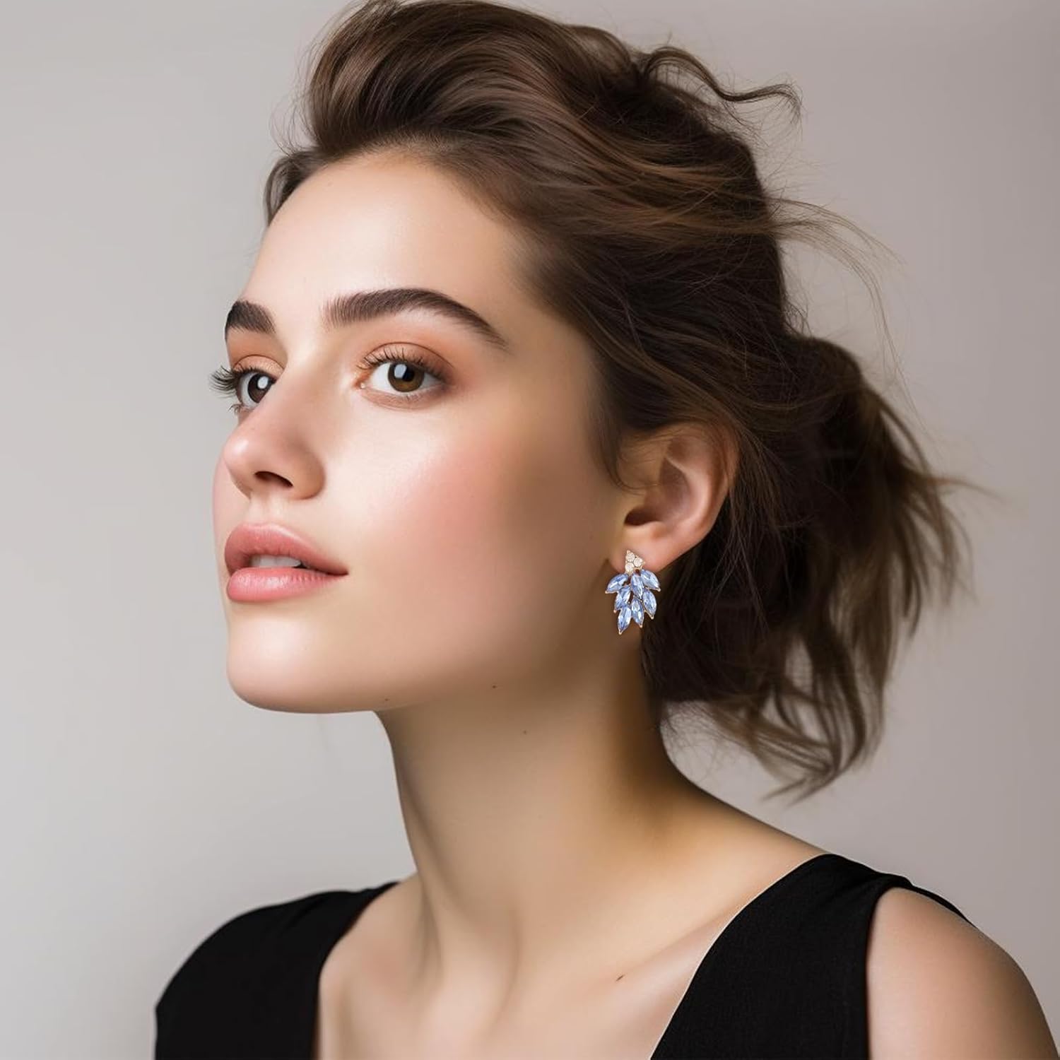 Rhinestone Stud Earrings for Women Small Dainty Crystal Cluster Drop Earrings for Girls Cute Costume Jewelry for Bridal Wedding Party Gift - Image 3