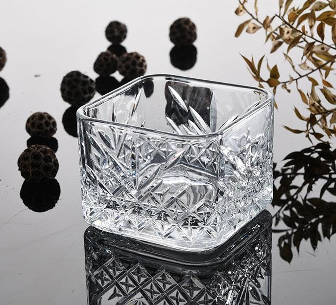 Premium vierkante glazen schalen, set van 8 stuks, 235 ml, kristallen dessertkommen, glas, 100% loodvrije ijsbekers, decoratieve dessertbekers, ijs en voor fruit, voorgerechten, puddingschalen, glazen