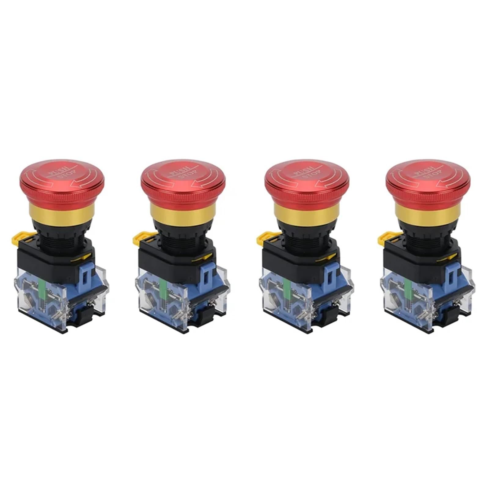 Bouton d'arrêt d'urgence LARSU-4X, 10 A, 22 mm, bouton-poussoir à verrouillage, rond en alliage d'aluminium, 1 NO, 1 NC, 440 V