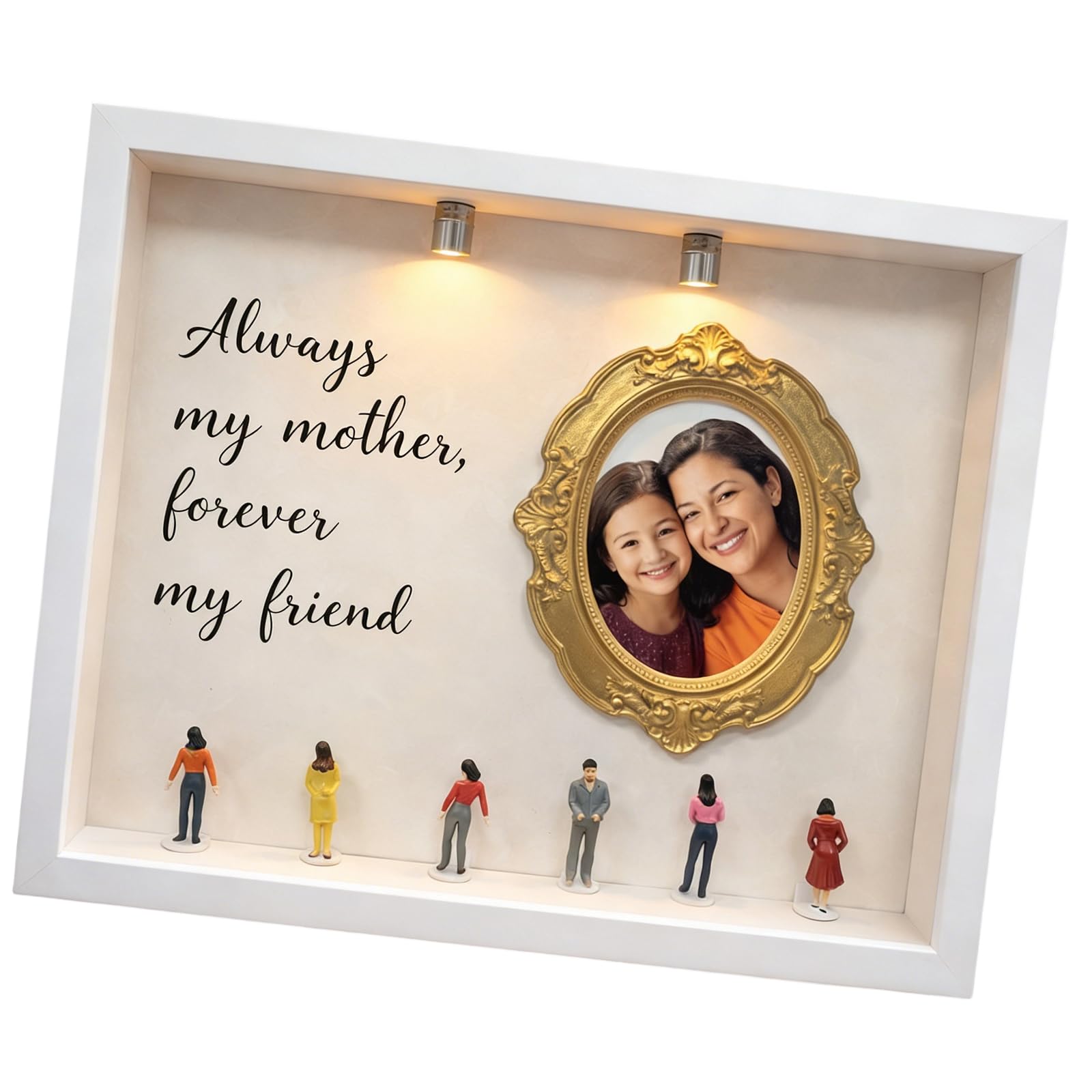 Shntig Diys Minis Museums Silhouetted Box Shadows Box Frame Set, Diys Photo Display Frame Set with Minis Figurine Personalize Photo Memory Display Case
