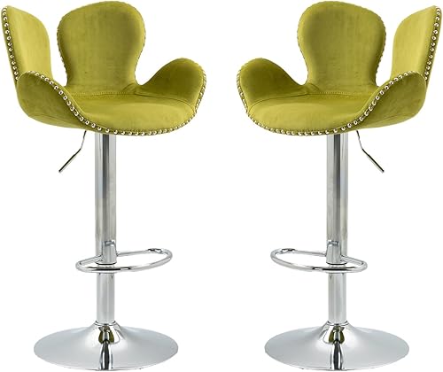 MOONMISS Juego de 2 taburetes de bar giratorios con diseño de pétalos modernos con respaldo, sillas de altura de mostrador ajustables con reposapiés disponible en Yaxa Colombia