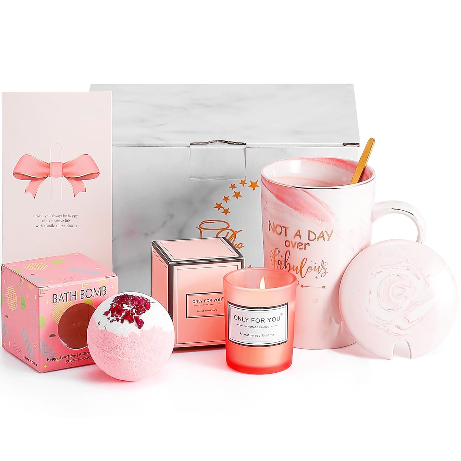 HUISHENG Birthday Gifts for Women, Valentines Gifts for Her, Mothers Day Gifts for Mum, Christmas Graduation Presents, Not a Day Over Fabulous Gift Sets, Coffee Mug for Wife Grandma Teacher Friend