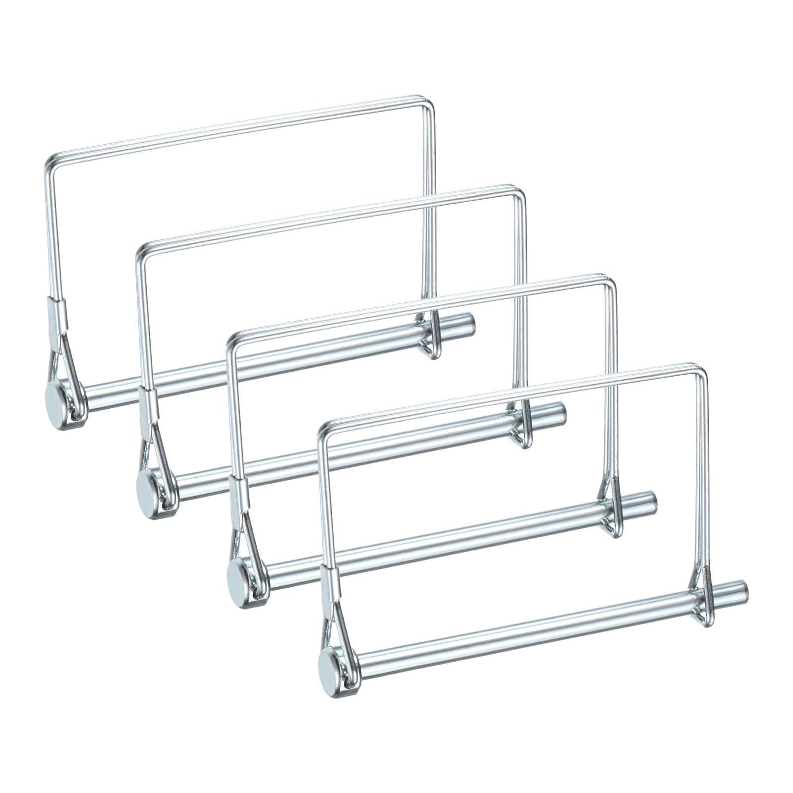 M METERXITY 4-Pack Trailer Coupler Pin, 6.3mm x 100mm(DxL) Carbon Steel Galvanized D Shape Trailer Coupler Pin, Wire Lock Pin for Farm Trailers/Lawn Mowers/Garden, Coupler PTO Shaft — image 1