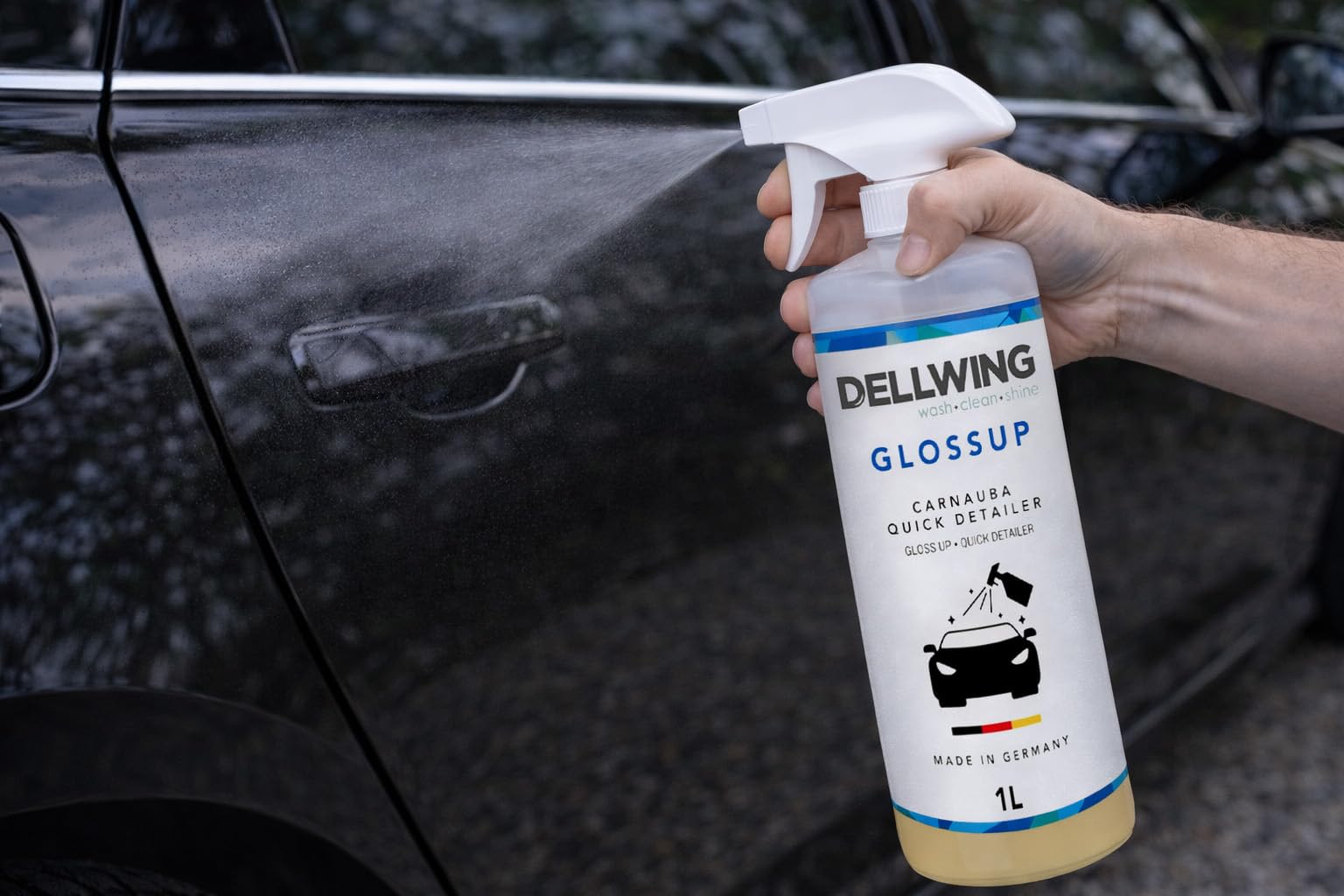 Dellwing GlossUp Quick Detailer 10 l, limpiador rápido de pintura con efecto perlado, sellador de pintura para protección y brillo, fabricado en Alemania