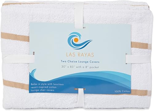 Miniatura 7 de Arkwright Las Rayas - Funda para tumbona, paquete de 2, toalla de rizo 100% algodón suave a rayas con soporte de bolsillo para playa, piscina, silla