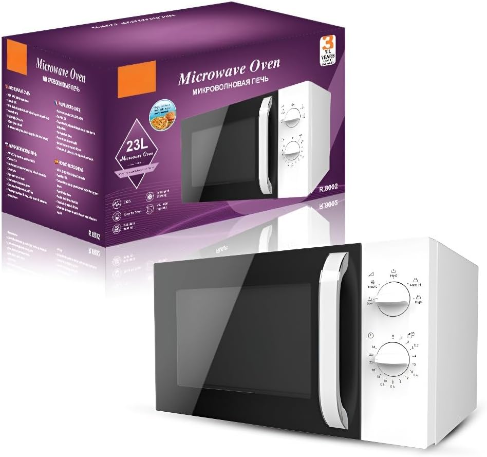 23L Microwave Oven With Turntable, Lightwave Technology, See-Through Door - Ideal For Home & Office, Quick Heating