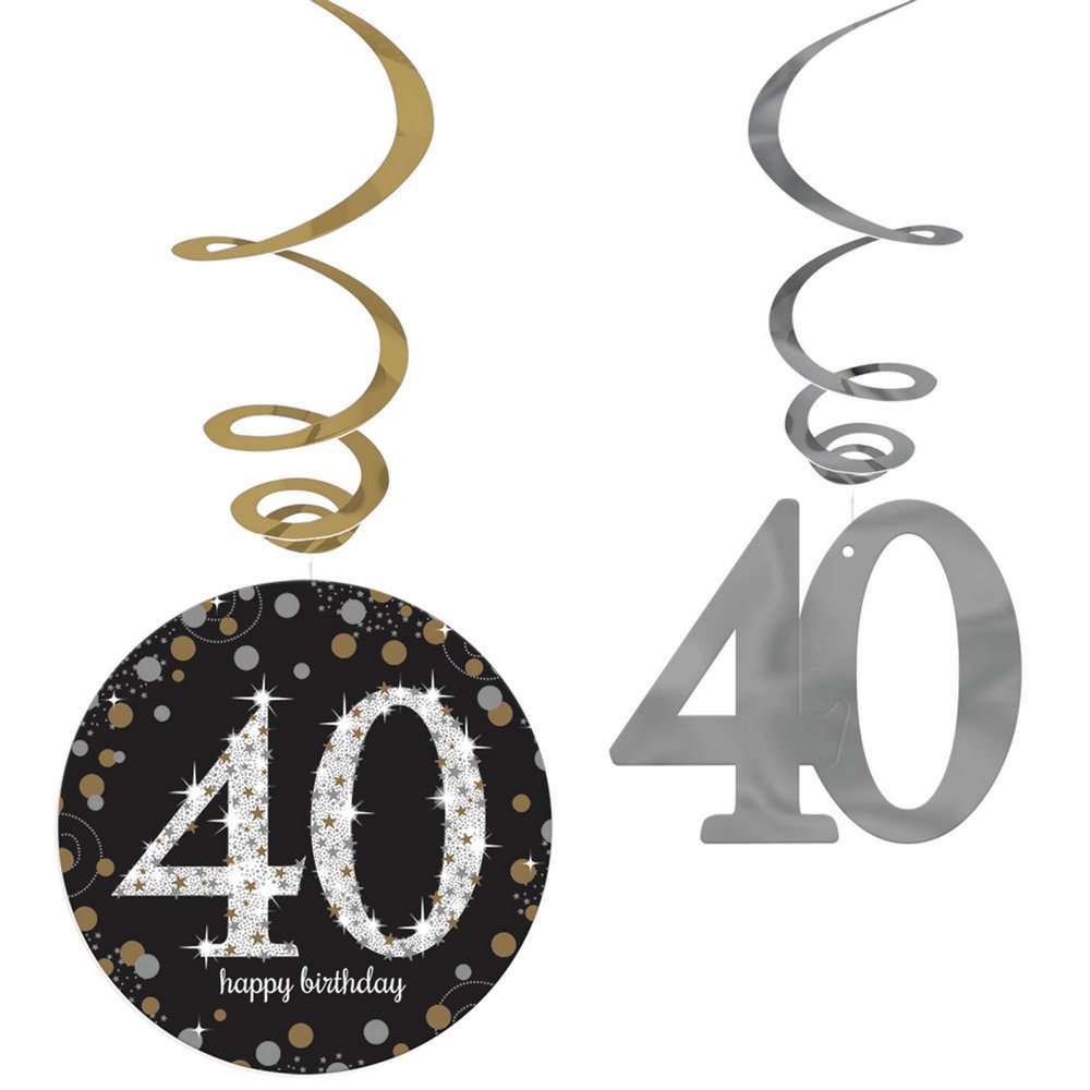 Amscan Multicolour (Pkt) Adult Gold Celebration 40Th Swirl Decorations