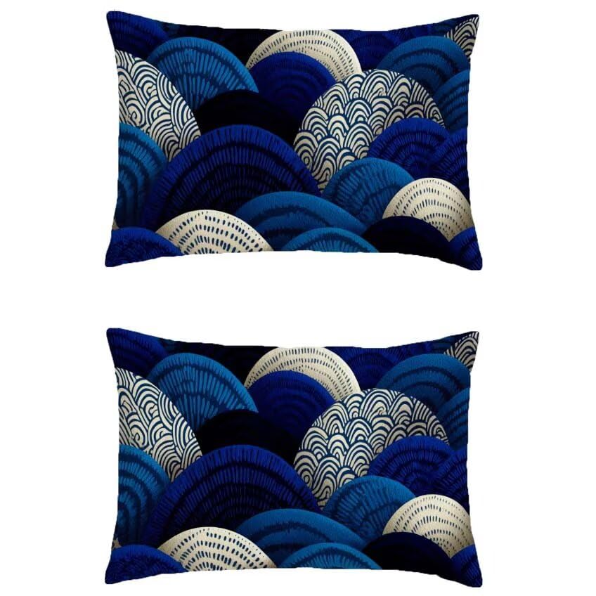 Housse de coussin 70x90cm imperméable lot de 2 bleu marine pour extérieur
