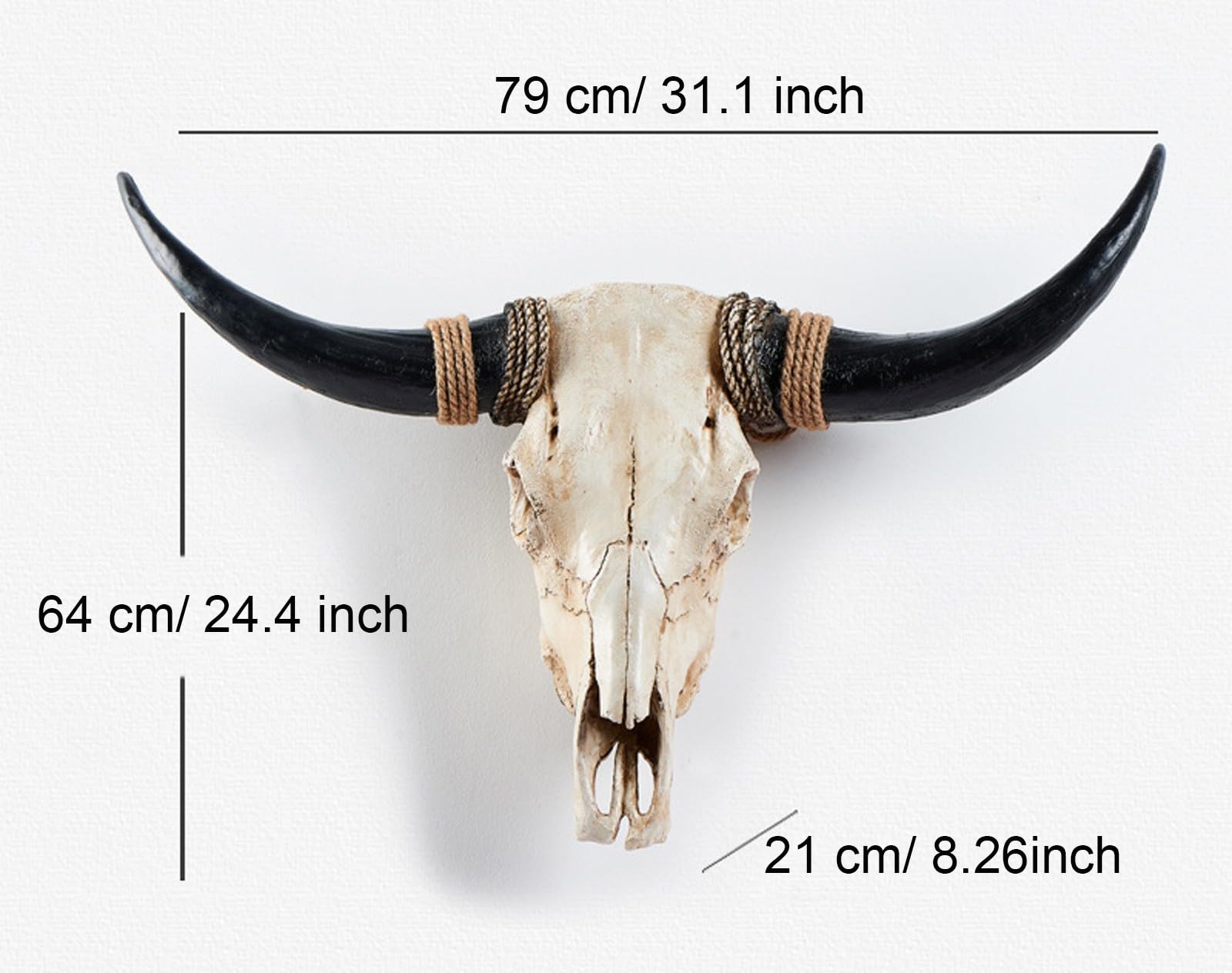 Decorazione da Parete In Resina con Teschio di Mucca Dalle Lunghe Corna, Simulazione di Scultura di Animali Selvatici In 3D(F-78 * 62CM/31 * 24IN)