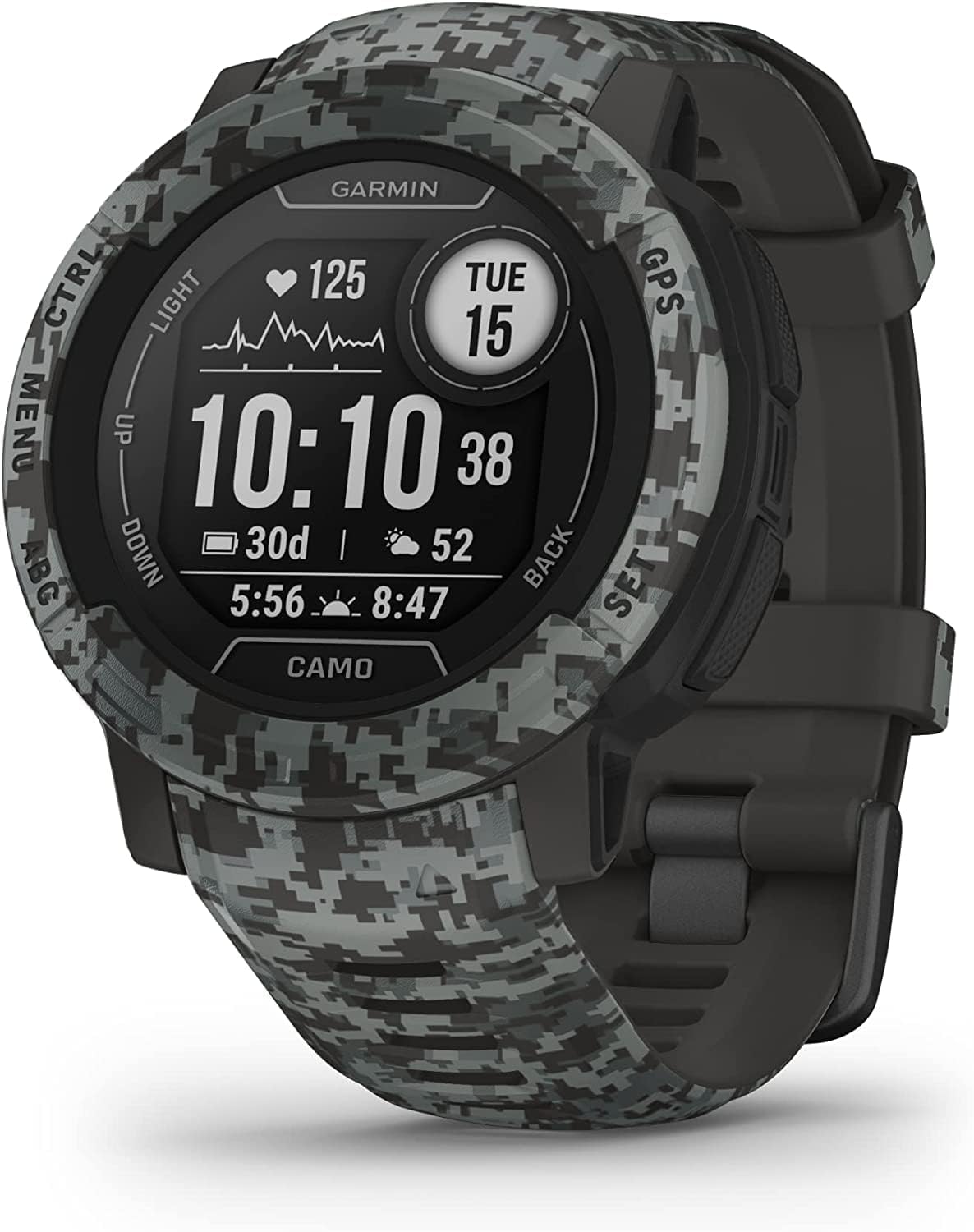 Instinct 2, Camo-Edition, Rugged Outdoor Watch with GPS, Built for All Elements, Multi-GNSS Support, Tracback Routing and More, Graphite camo