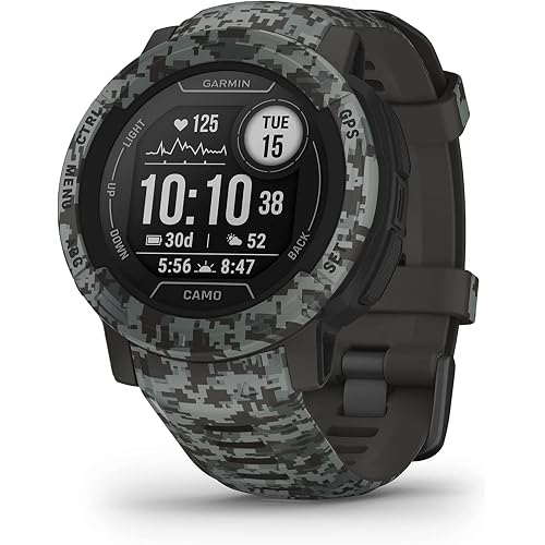 Garmin Instinct 2, Camo-Edition, Rugged Outdoor Watch with GPS, Built for All Elements, Multi-GNSS Support, Tracback Routing and More, Graphite camo