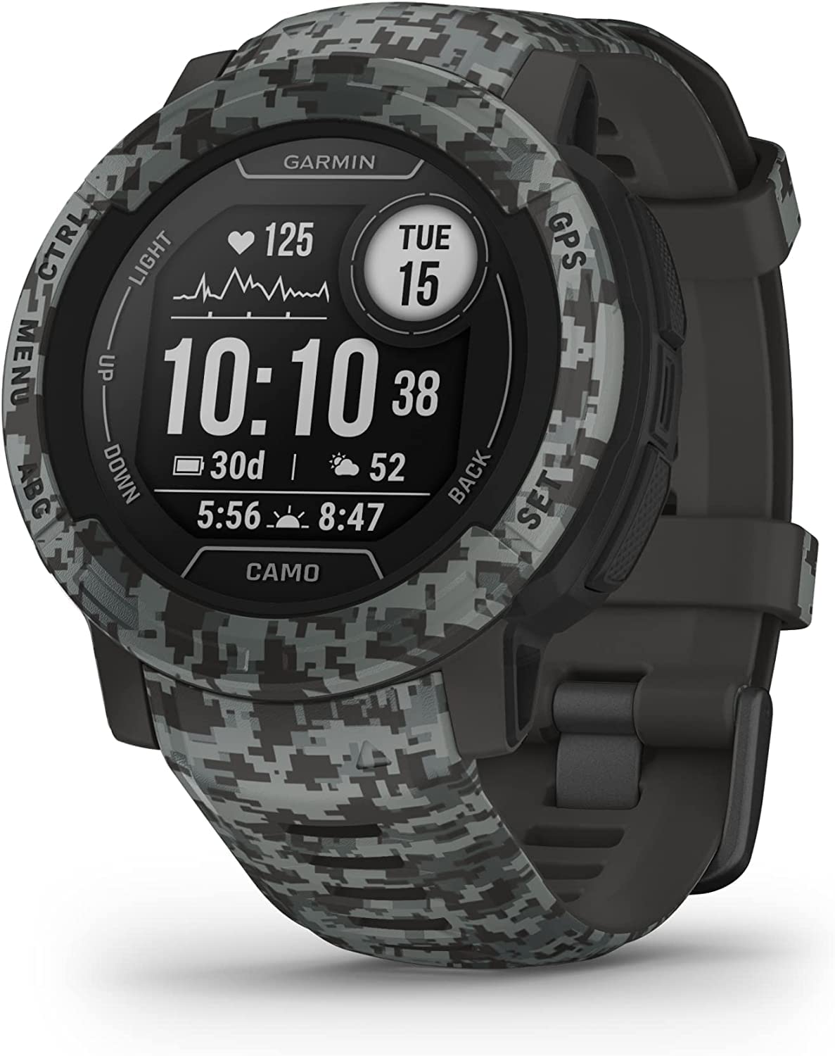 Garmin Instinct 2, Camo-Edition, Rugged Outdoor Watch with GPS, Built for All Elements, Multi-GNSS Support, Tracback Routing and More, Graphite camo