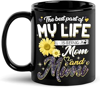Floral Mom And Mimi Coffee Mug, The Best Part Of My Life Is Being Mom And Mimi Mug, Mother, Grandmother, Grandma, Nana, Mimi, Gigi, Mommy, Mama, Granny, Funny Mother's Day Floral Black Mug