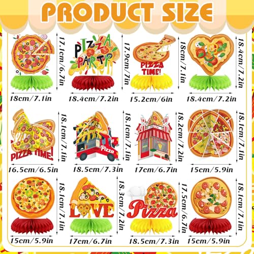 Image of 12 Pcs Pizza Party Decorations Pizza Theme Party Decorations Honeycomb Table Centerpieces for Home Office Birthday Honeycomb Supplies Decor