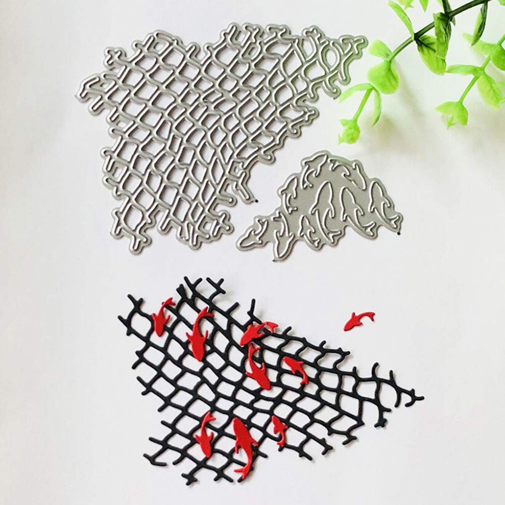 Gemini_mall® Cutting Dies, DIY Metal Cutting Dies Embossing Stencil For Scrapbooking Album Paper Card Art Craft Decor (Fish & Fishing Net Cutting Dies)