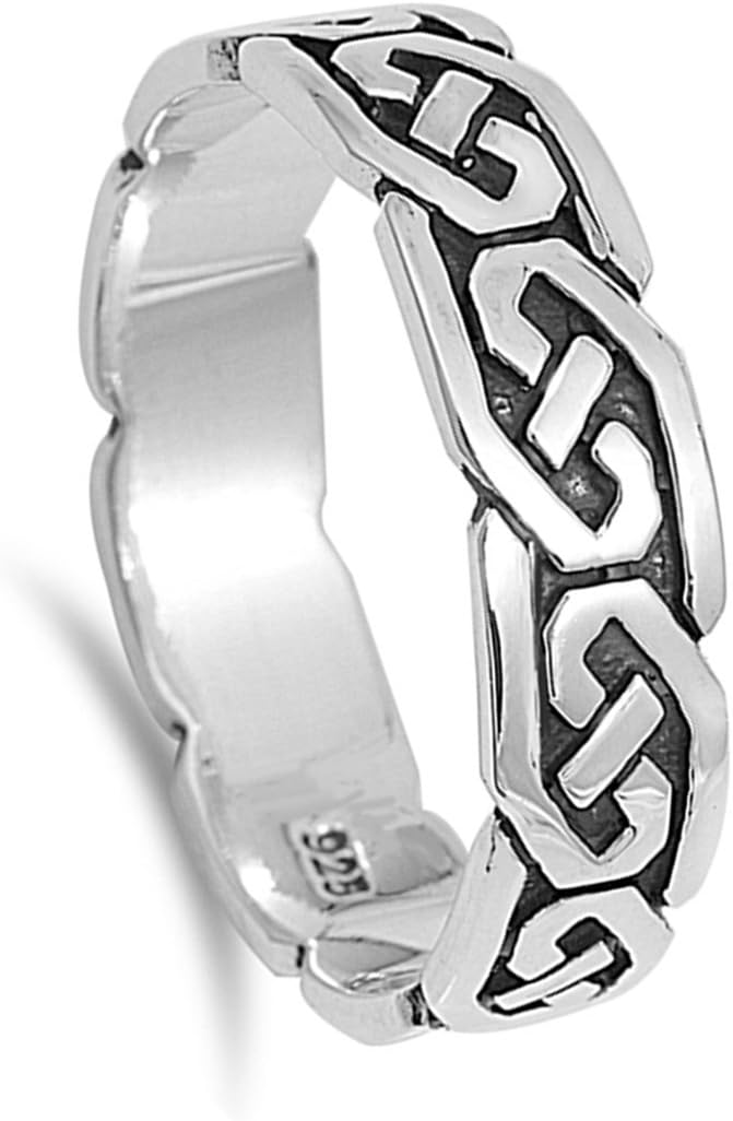 Oxidized Celtic Criss Cross Tribal Eternity Ring Sterling Silver Band Sizes 4-15
