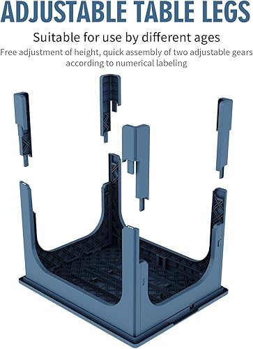 Miniatura 8 de UNICOO Juego de mesa plegable y ajustable en altura para niños con 2 sillas plegables, compacta, plegable y portátil, actividad para niños pequeños,