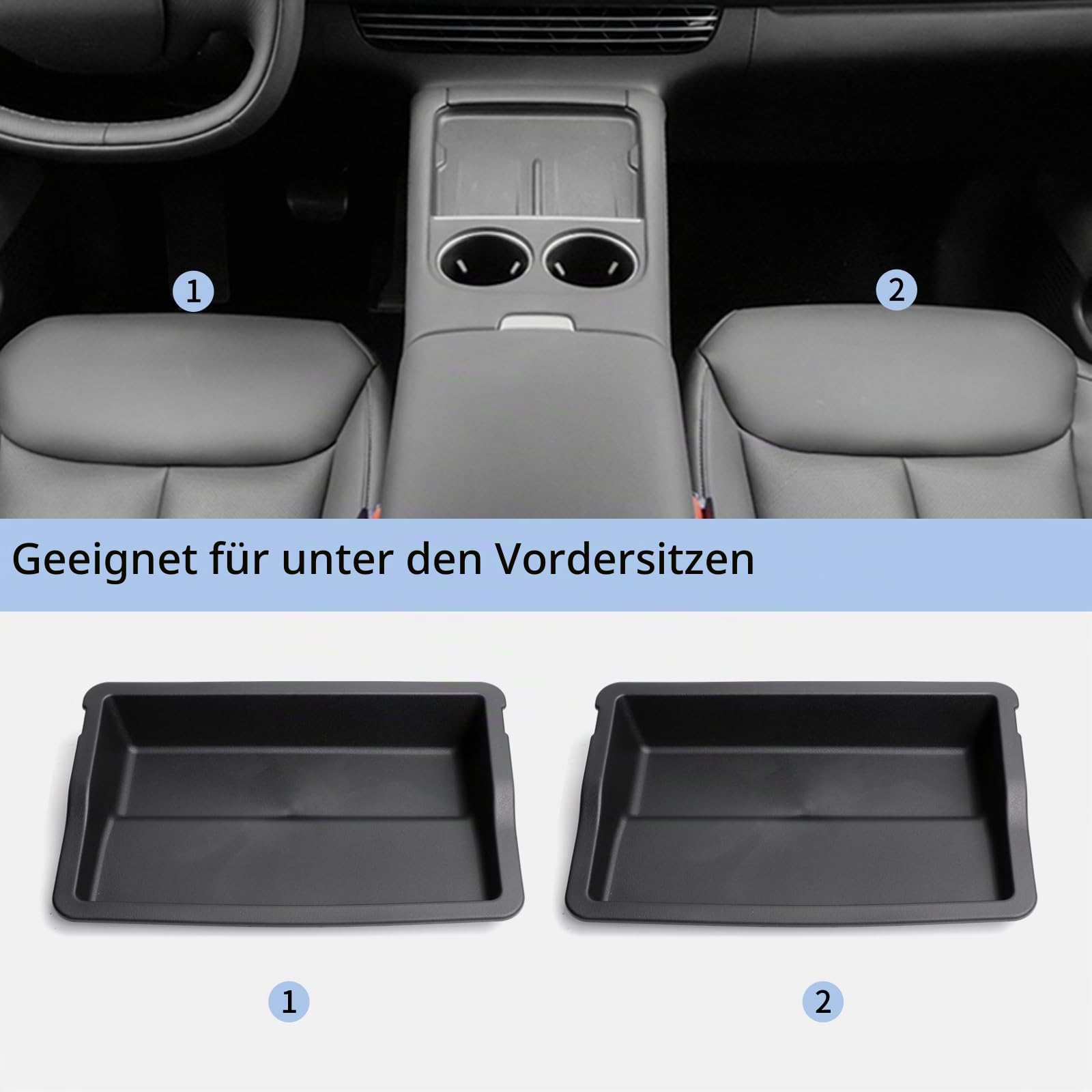 smabee Aufbewahrungsboxen für Vordersitz, Untersitz, für Xpeng G6, versteckte 1. Reihe, Organizer-Tablett, Xpeng G6, Zubehör, wetterfest, TPE, schwarz, 2 Stück