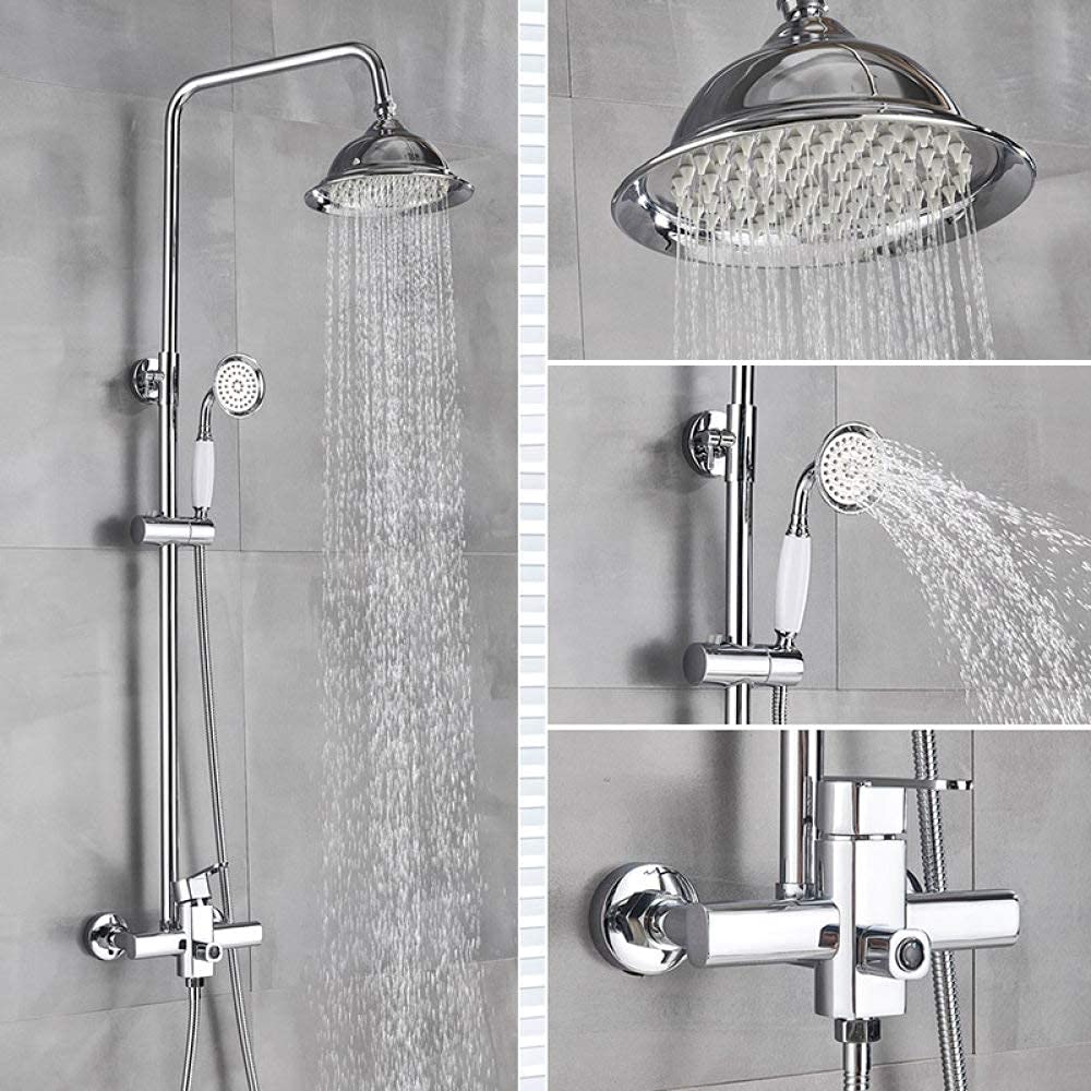 NZPOST Shower Chrome Shower Faucet Bath Shower Mixer Tap 8 Rainfall Shower Head Bath Shower Set W/Hand Sh