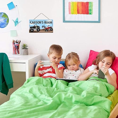 Miniatura 3 de Letrero de puerta de bebé para cuarto de bebé, letrero personalizado para puerta de camiones monstruos, letrero personalizado para habitación de