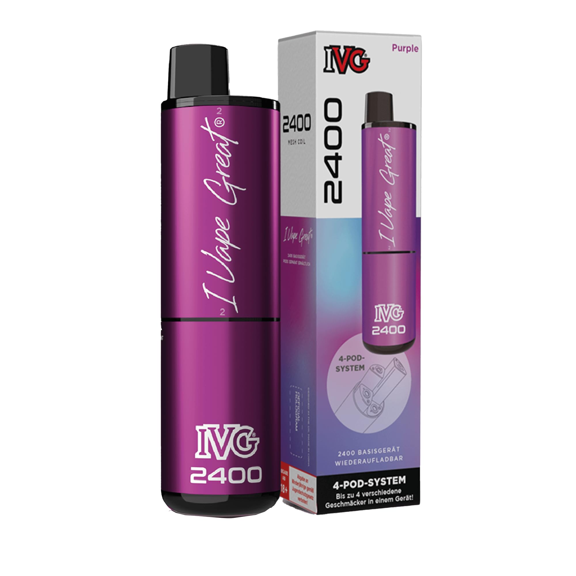 IVG 2400, 4 in 1 Pod System, 1000 mAh, 8 ml, Farbe purple: Amazon.de:  Elektronik & Foto