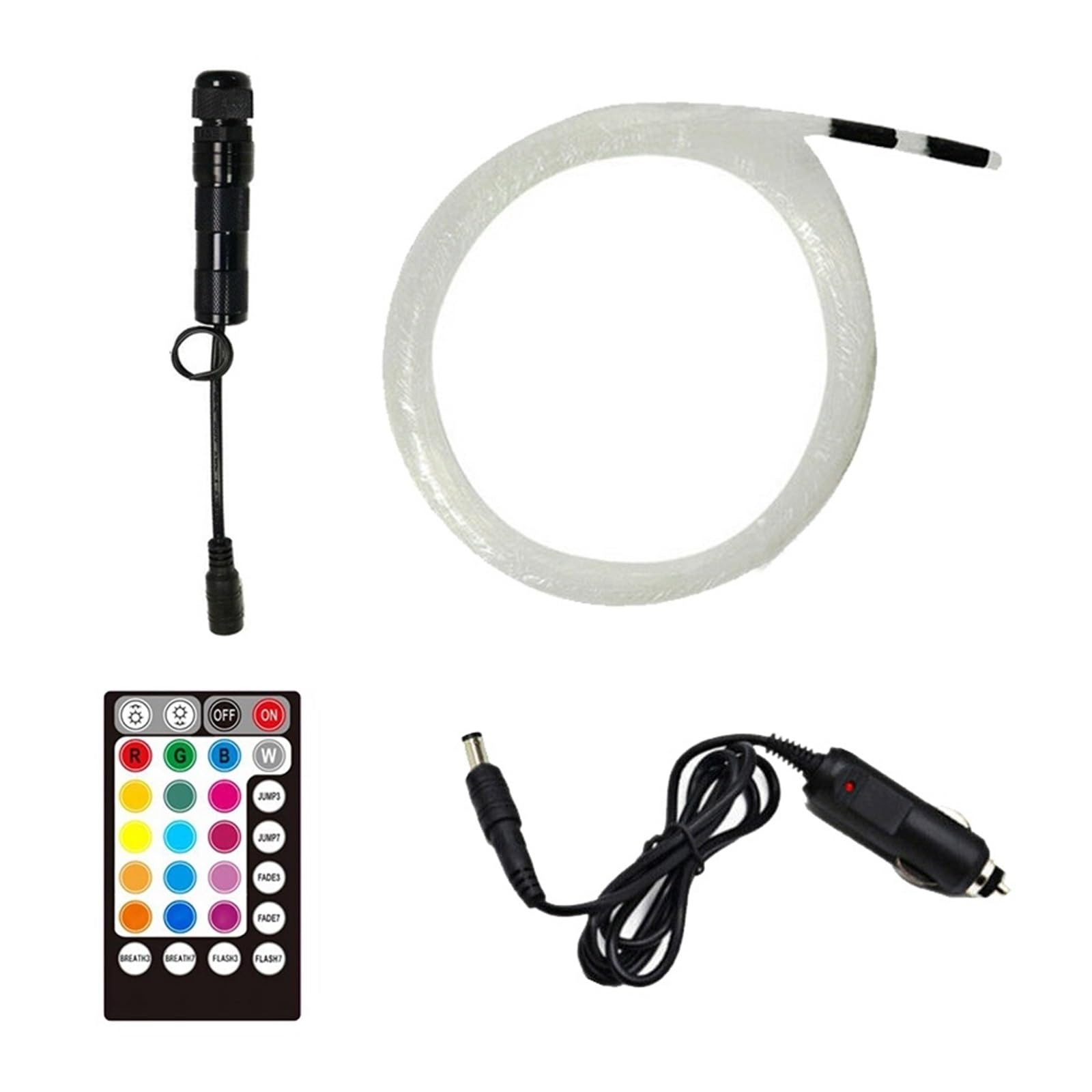 16 Kolorów RGB Samochodowa Gwiazda LED Lampa Sufitowa Gwiaździste Niebo 60/150/200/300/450 Sztuk Światłowód Auto Wnętrze Samochodu Nastrojowa Lampa Możliwość Przyciemniania(60Pcs 0.75mm 2m)