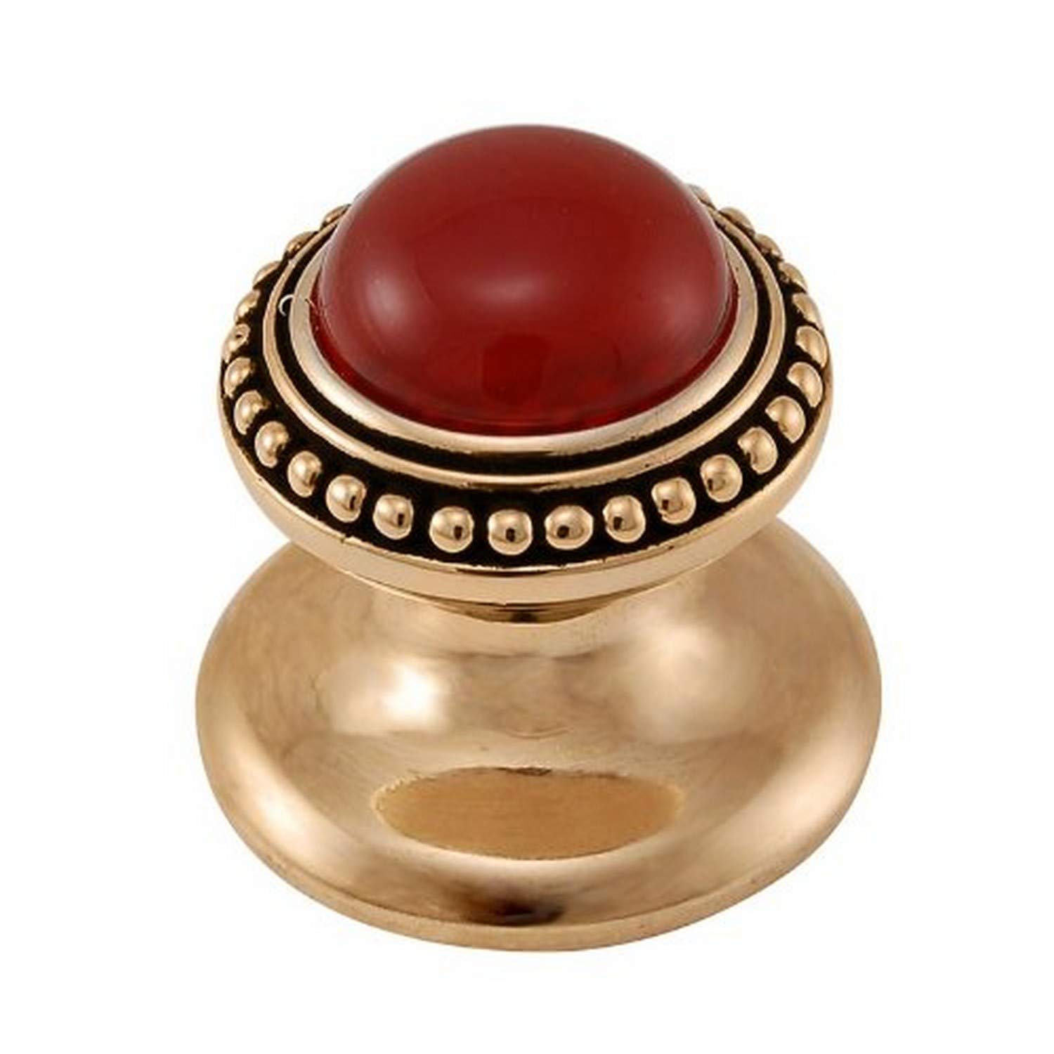 Vicenza Designs K1147 Gioiello Round Stone Insert Style 8 Knob, Carelian, Small, Antique Gold