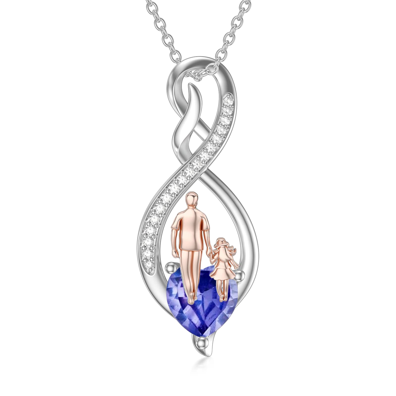 Collar para hija de Papá Mum de plata de ley para padre e hija, colgante de corazón infinito para hija, Plata esterlina