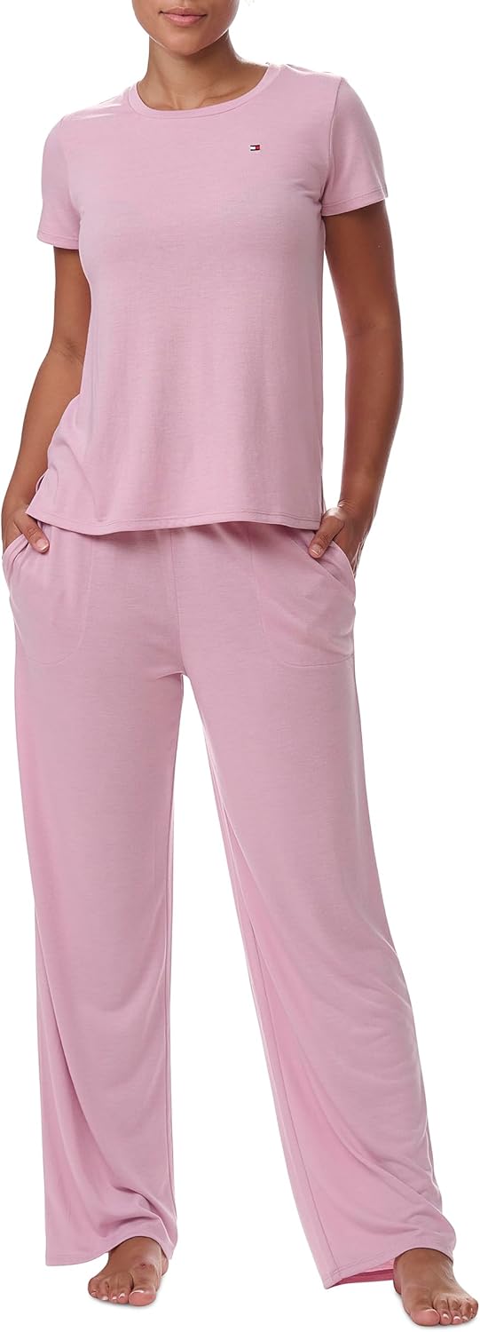 Tommy Hilfiger womens T-shirt and Open Leg Pant 2 Piece Pajama Set - Image 6