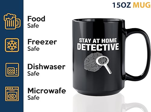 Miniatura 4 de Taza de café detective de 15 onzas, color negro, manténgase en casa - Oficial de policía policía patrulla detective sheriff aplicación de la ley