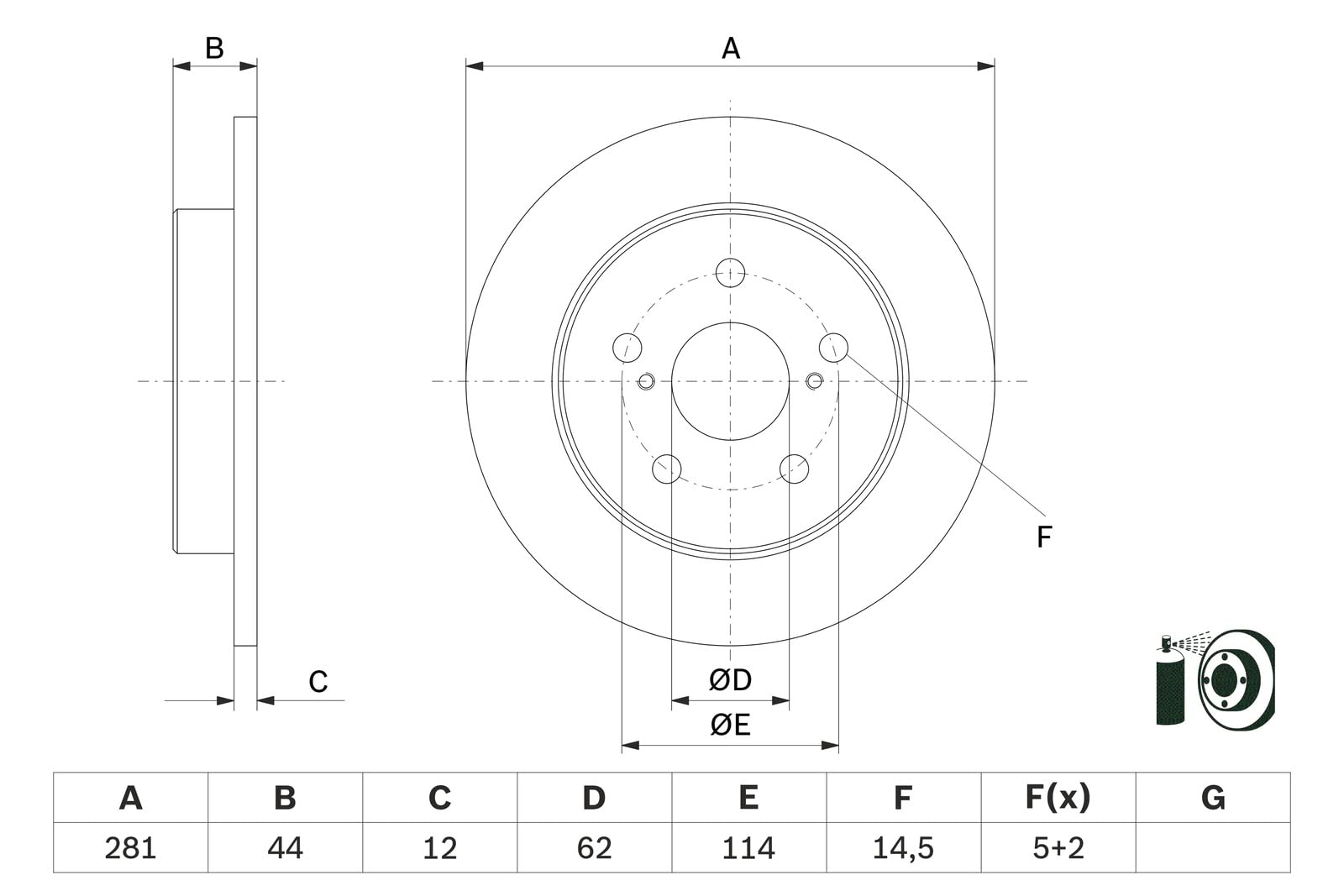 BOSCH 0 986 479 E91, 2 szt Tarcze Hamulcowe tył 281mm