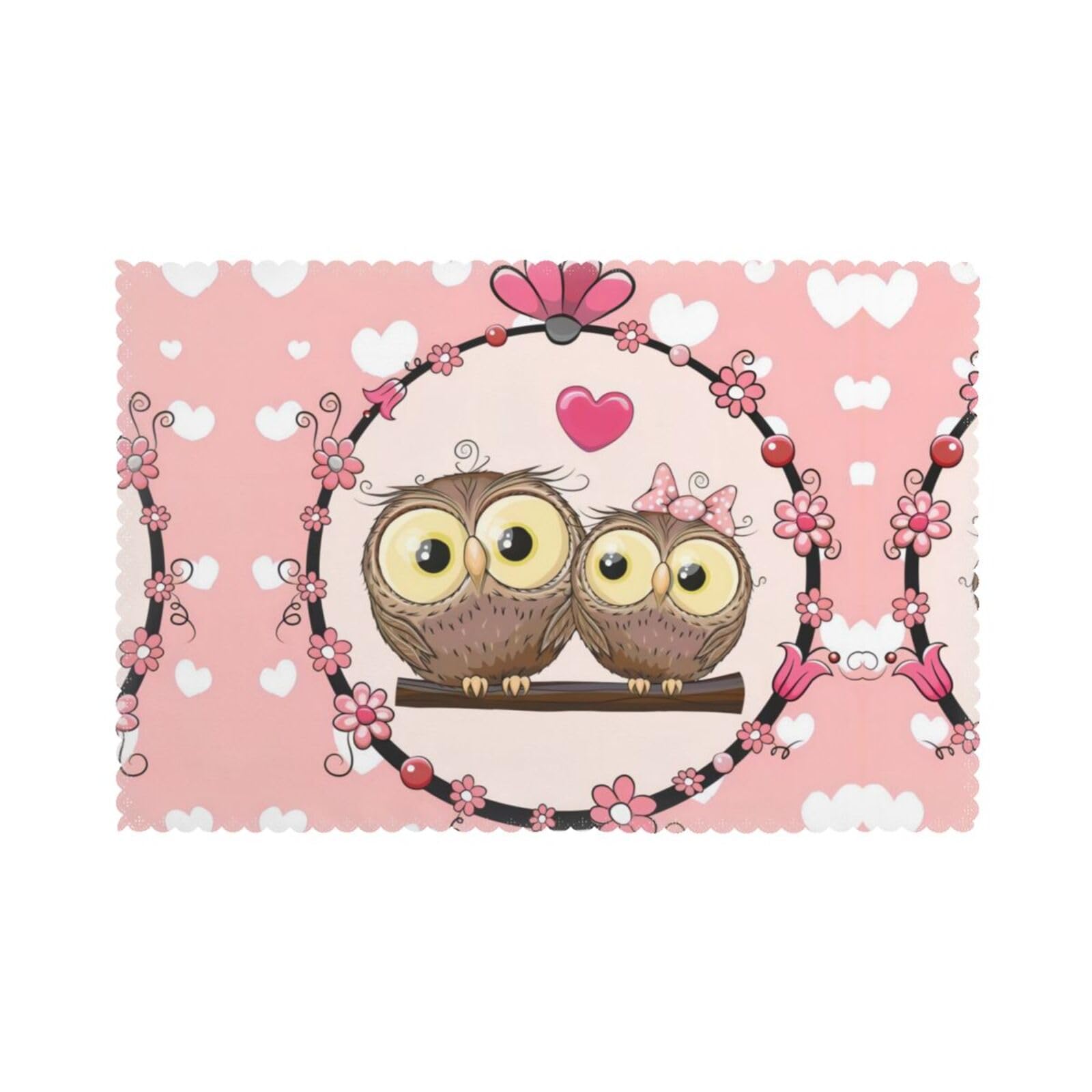 YYHWHJDE Cute Owls Prints Placemats Set of 6 12x18in - Durable Table Layers with Heat Resistance & Customizable Prints