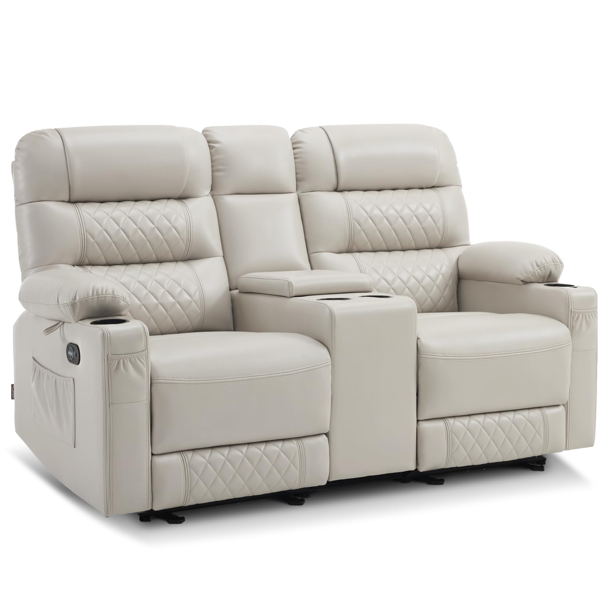 MCombo Zero Gravity Power Loveseat Recliner with Console, Heat and Vibration Massage, Reclining Loveseat Sofa with USB Ports, Cup Holders for Living