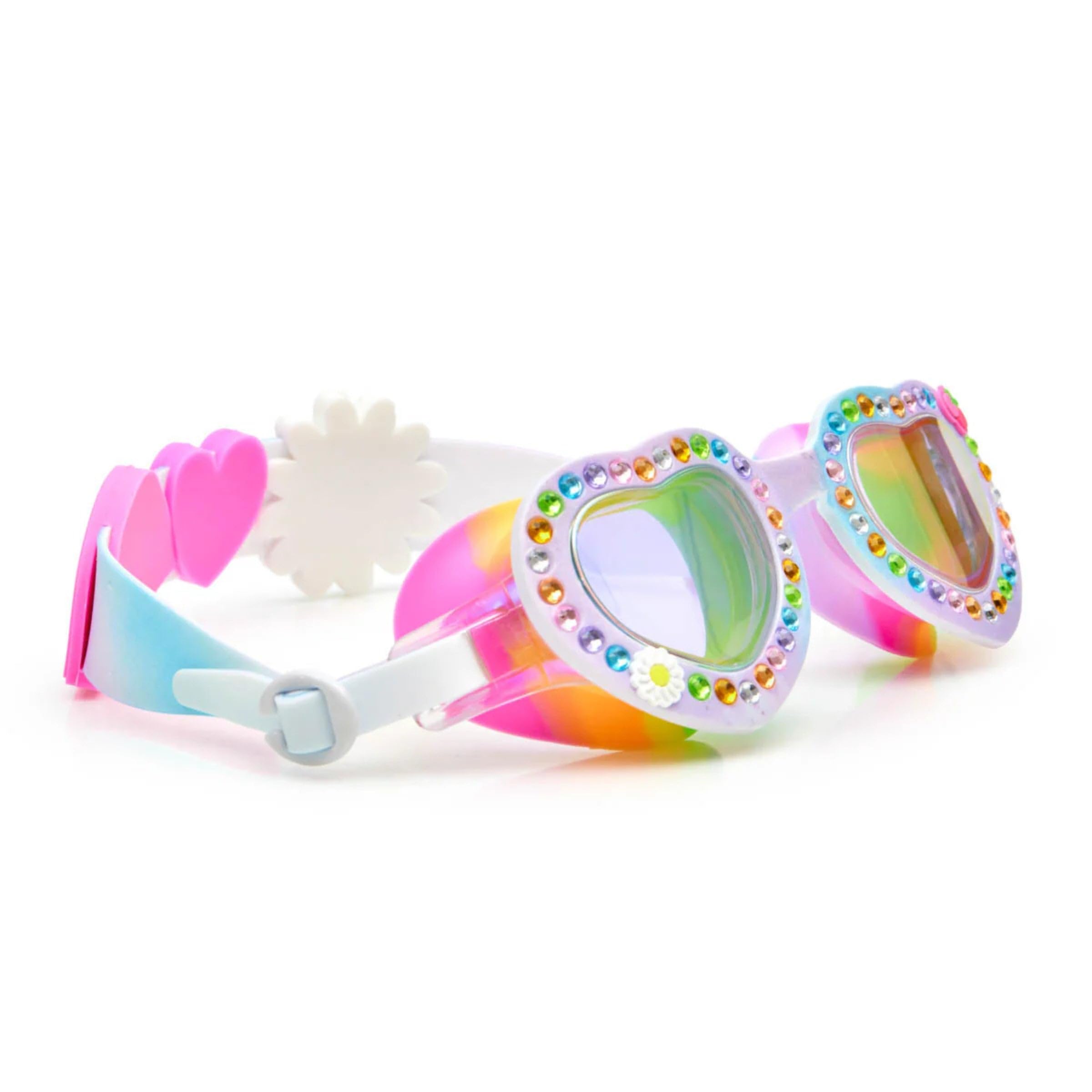 Bling2O Blanch Blossom Dandi - Gafas de natación para niños, 100% silicona, protección UV + 6 años