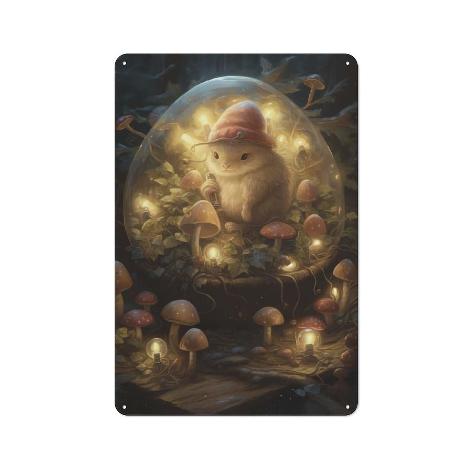 Junmoney Mouse And Mushroom Vintage Metal Wall Sign 30X20cm For Garage Or Workshop, For Metal Sign Collectors, For Garage And Workshop Walls
