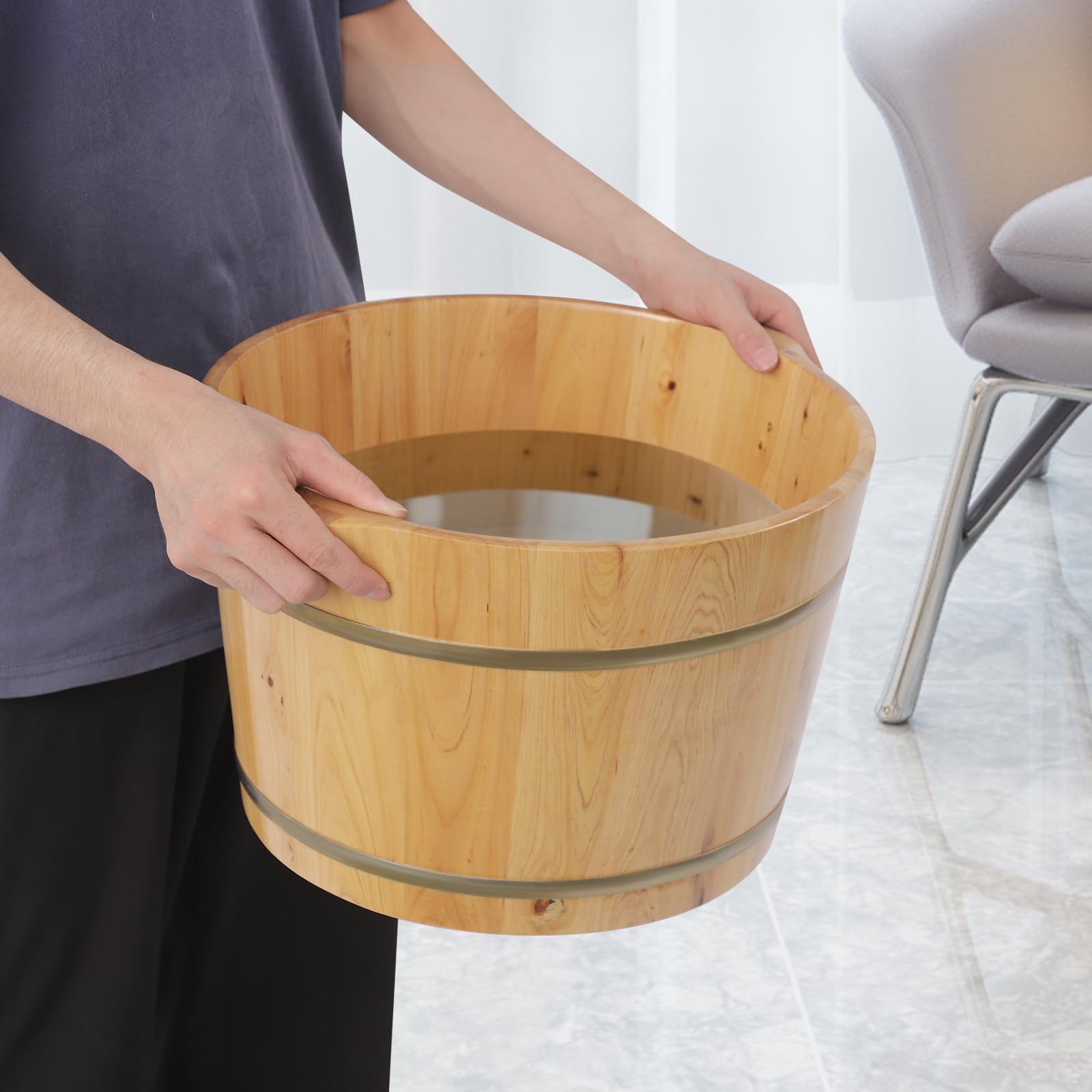 Vasca da bagno in legno da 12 mm, vasca per piedi da ammollo, 36,5 x 40 cm | Pedicure Spa per la cura dei piedi, benessere per la casa