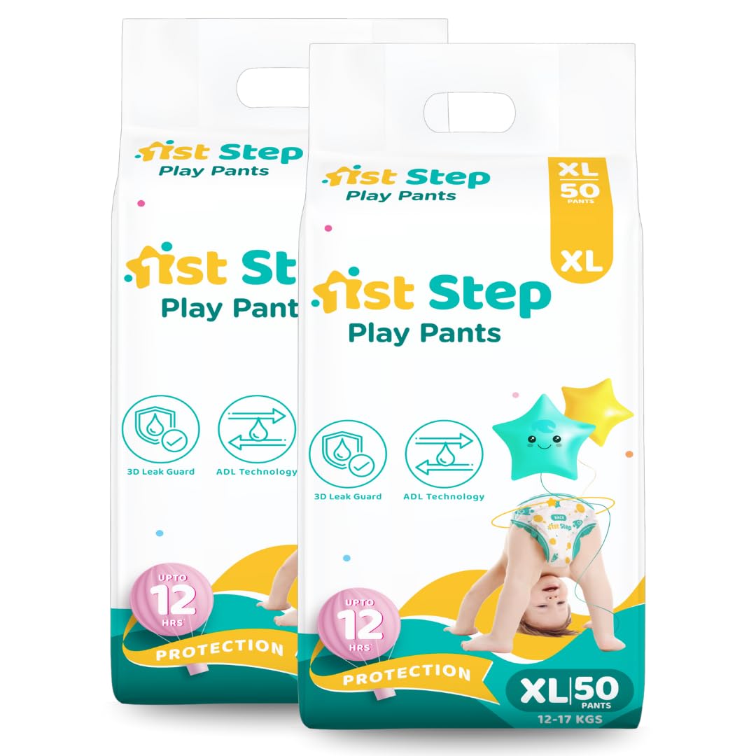 1st Step Play Pant Style Baby Diapers – Ultrasoft Comfort with 3D Leak Guard, Gel Lock Technology & Breathable Cotton Fit for up to 12 hours Protection – XL (100 Diapers)-image-20