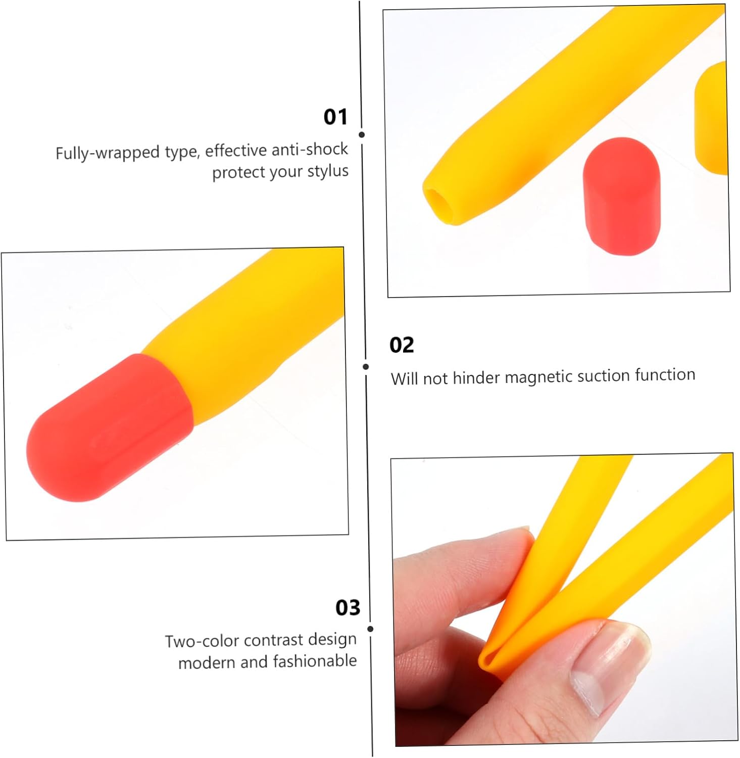 Stylus Pen Protector Silicone Holder Sleeve for Pencil Nonslip Case Pencil Cap
