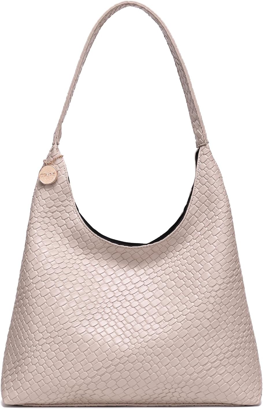 Woven Tote Bag for Women, Vegan Leather Purses, Large Slouchy Shoulder Hobo Bags, Handbag with Zipper for Everyday