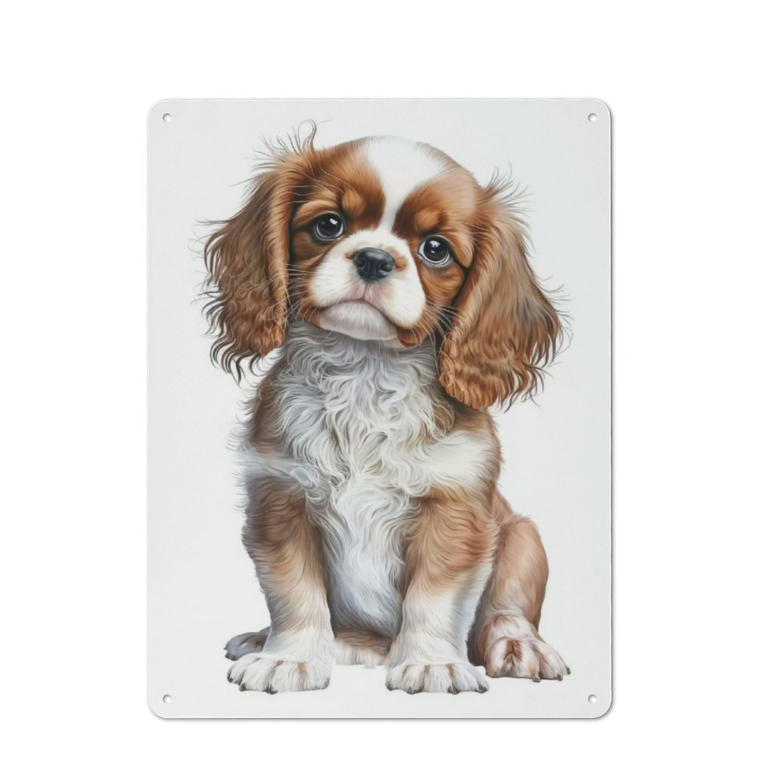 Junmoney Cavalier Dog 01 Retro Metal Wall Sign 40X30cm Featuring For Hallway Wall, For Garage, Workshop And Man Cave Decoration
