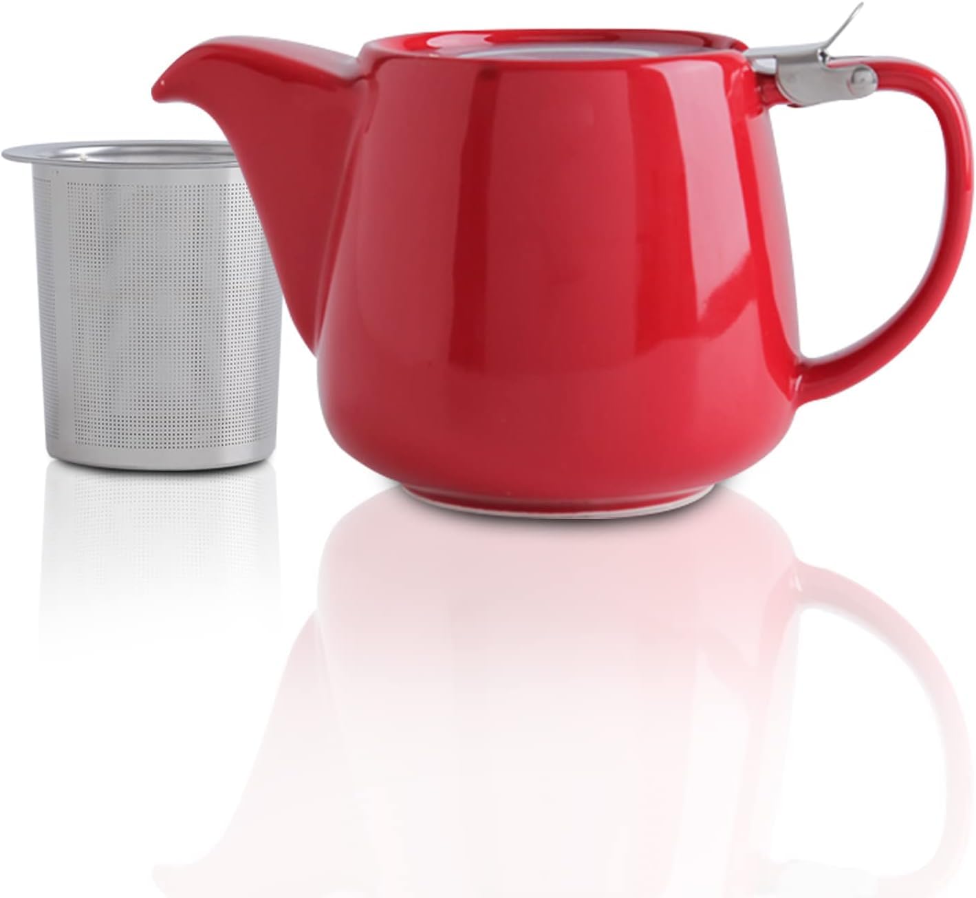 VIVILINEN Tetera con Infusor Extraíble y Tapa Metálica de 1,2 litros, Cerámica para Té en Hojas y Té a Granel