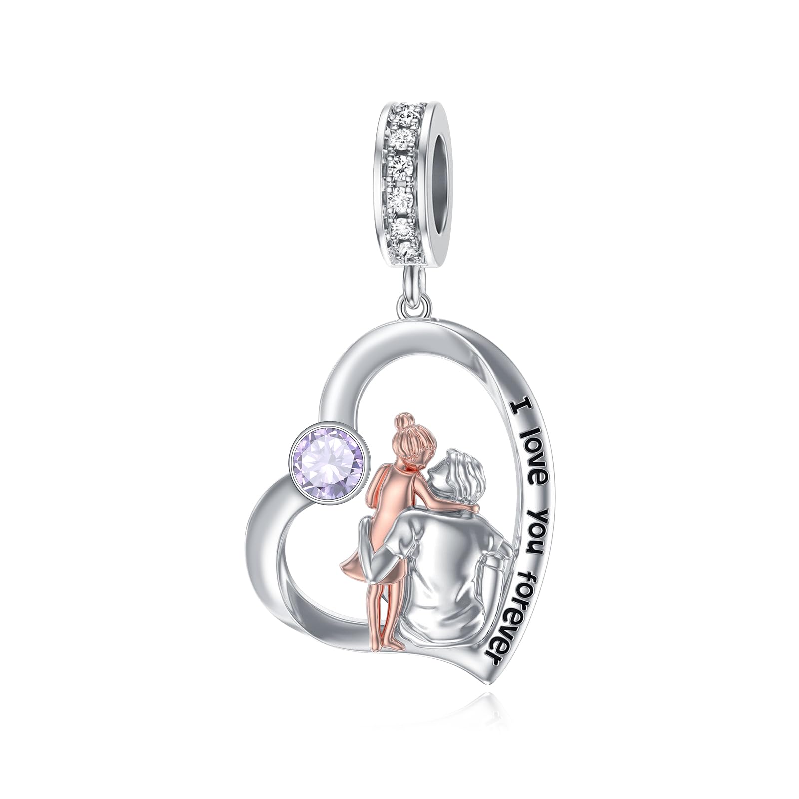 PROESS Father Mother Daughter Charm fit Charms Bracelet Sterling Silver Charms for Bracelets Birthday Valentines Day Gifts for Daughter Mother Lover