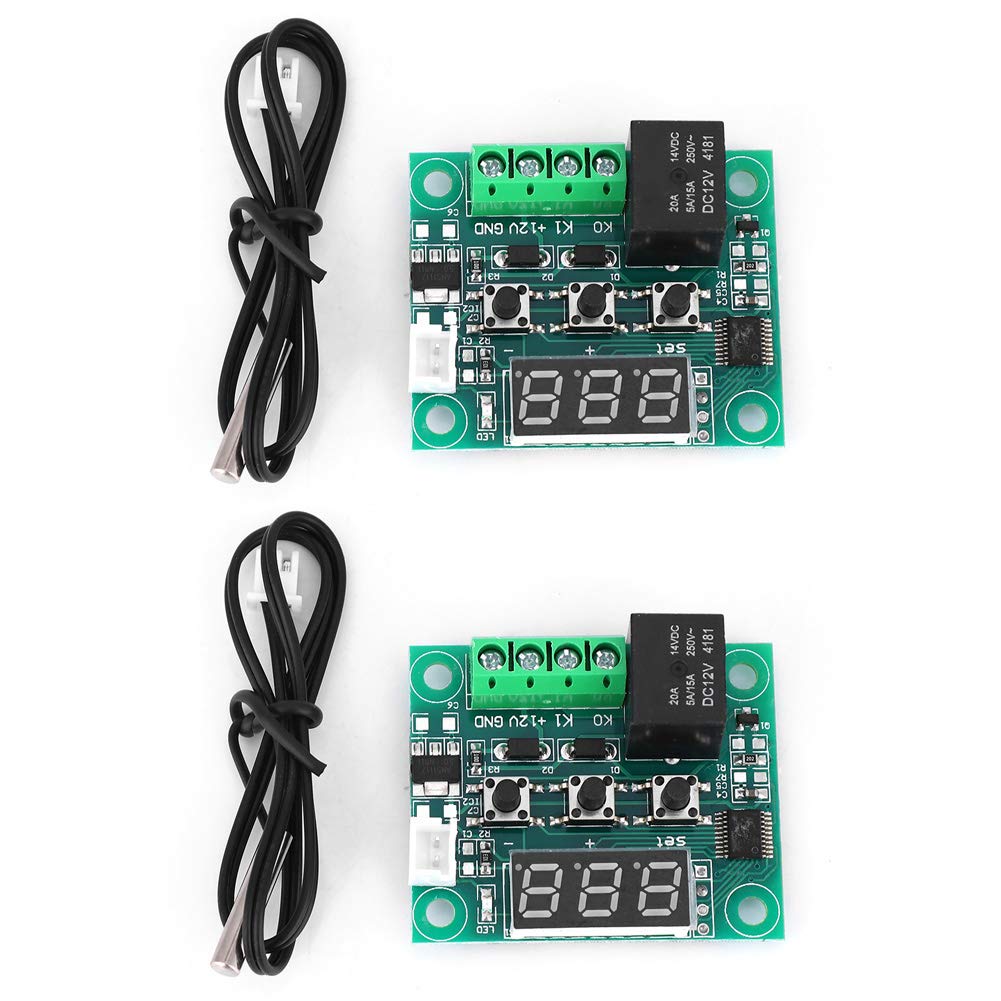 2 Pcs Electronic Thermostat Controller, W1209 Dc 12v Digital ...