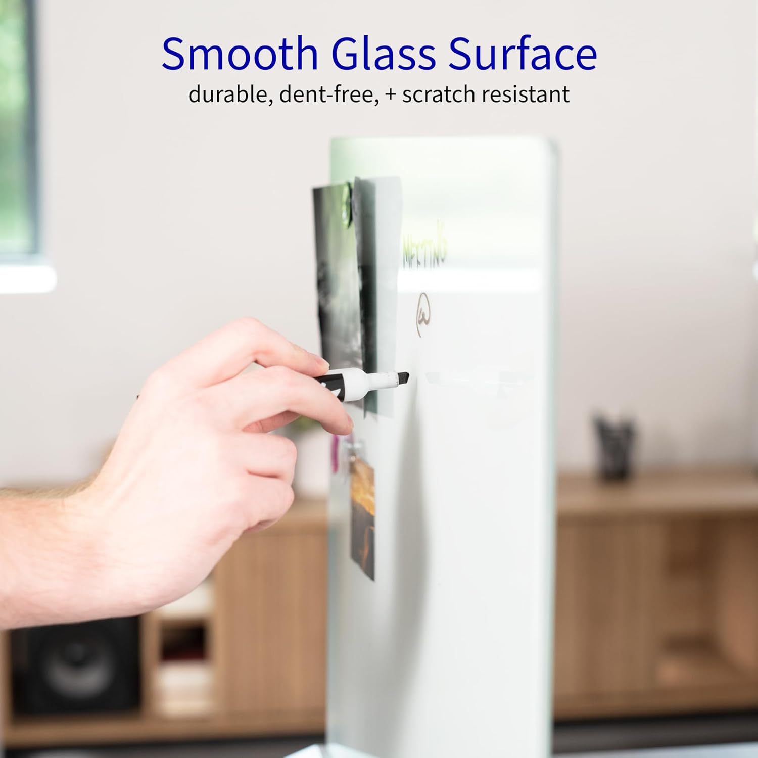 VIVO Freestanding Glass 23 x 19 inch Tabletop Magnetic Dry Erase Board, Portable Privacy Divider, Reversible Double-Sided Whiteboard Panel Partition, Storage Trays, School Home Office, DESK-WB23G