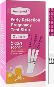 Pregnancy Test Strips, Early Result hCG Detection Home Pregnancy Test, 25 Count hCG, Rapid Prenancy hCG Testing Kit, 5mm Wider 25mIU/mL, High Accuracy with Ultra-Sensitive Detection