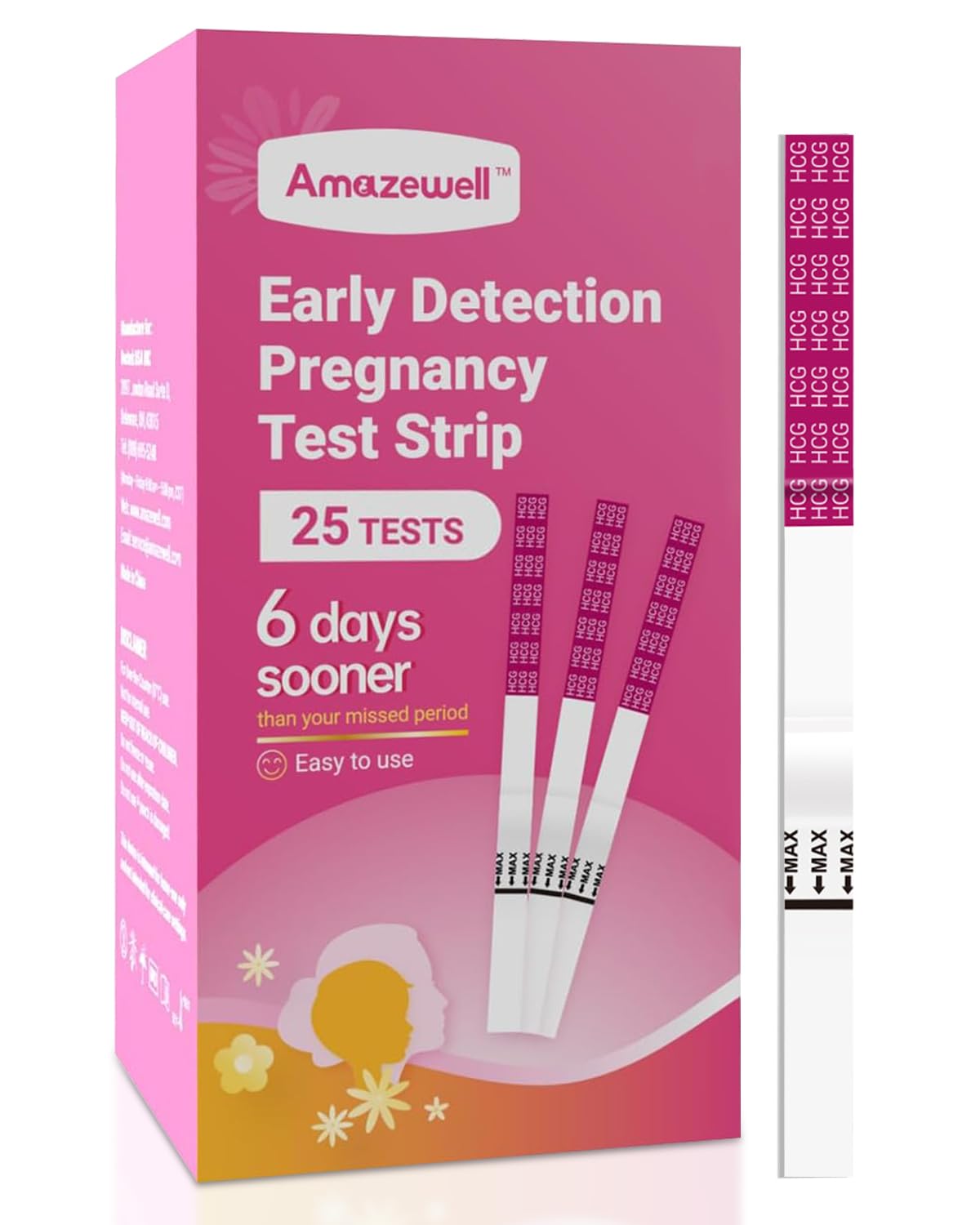 Pregnancy Test Strips, Early Result hCG Detection Home Pregnancy Test, 25 Count hCG, Rapid Prenancy hCG Testing Kit, 5mm Wider 25mIU/mL, High Accuracy with Ultra-Sensitive Detection